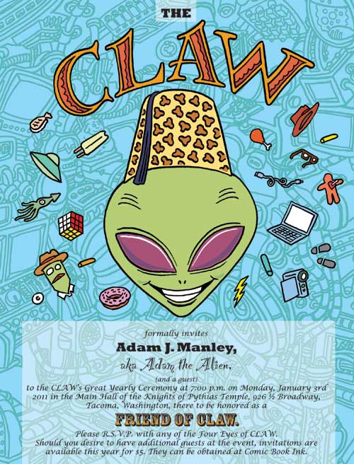 Adam the Alien's Invite to be Friend of CLAW